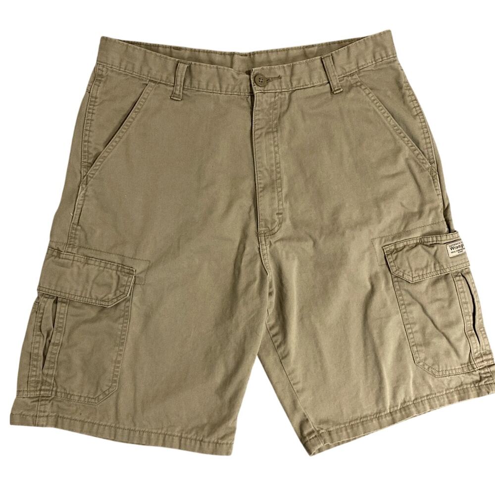 Wrangler Cargo Shorts Men's 33X10 Beige Hiking Outdoors Utility Loose Long Wide